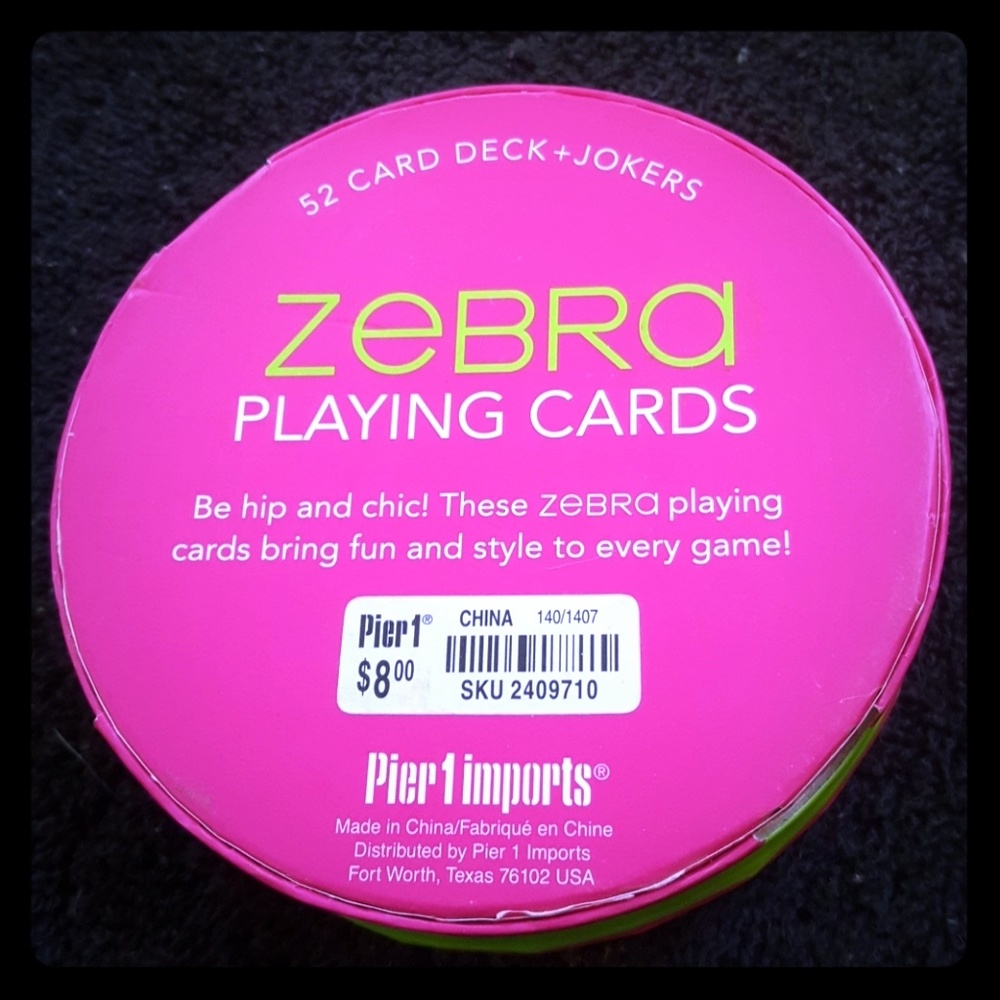 Vintage ZEBRA playing cards from Pier 1 imports